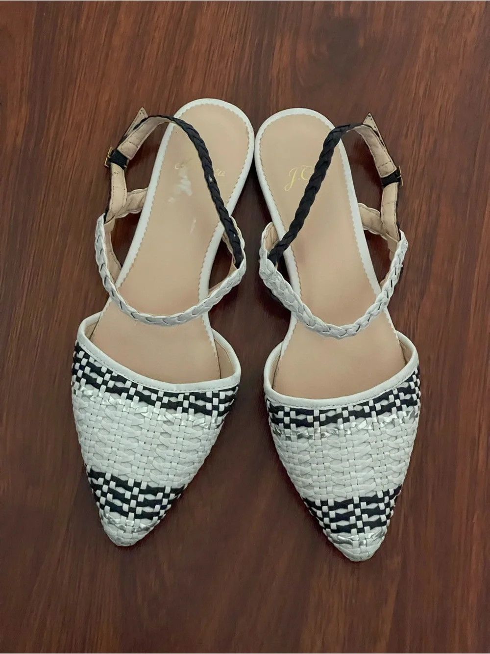 J. Crew Pointed Toe Woven Ankle Strap Sandal Size 8.5